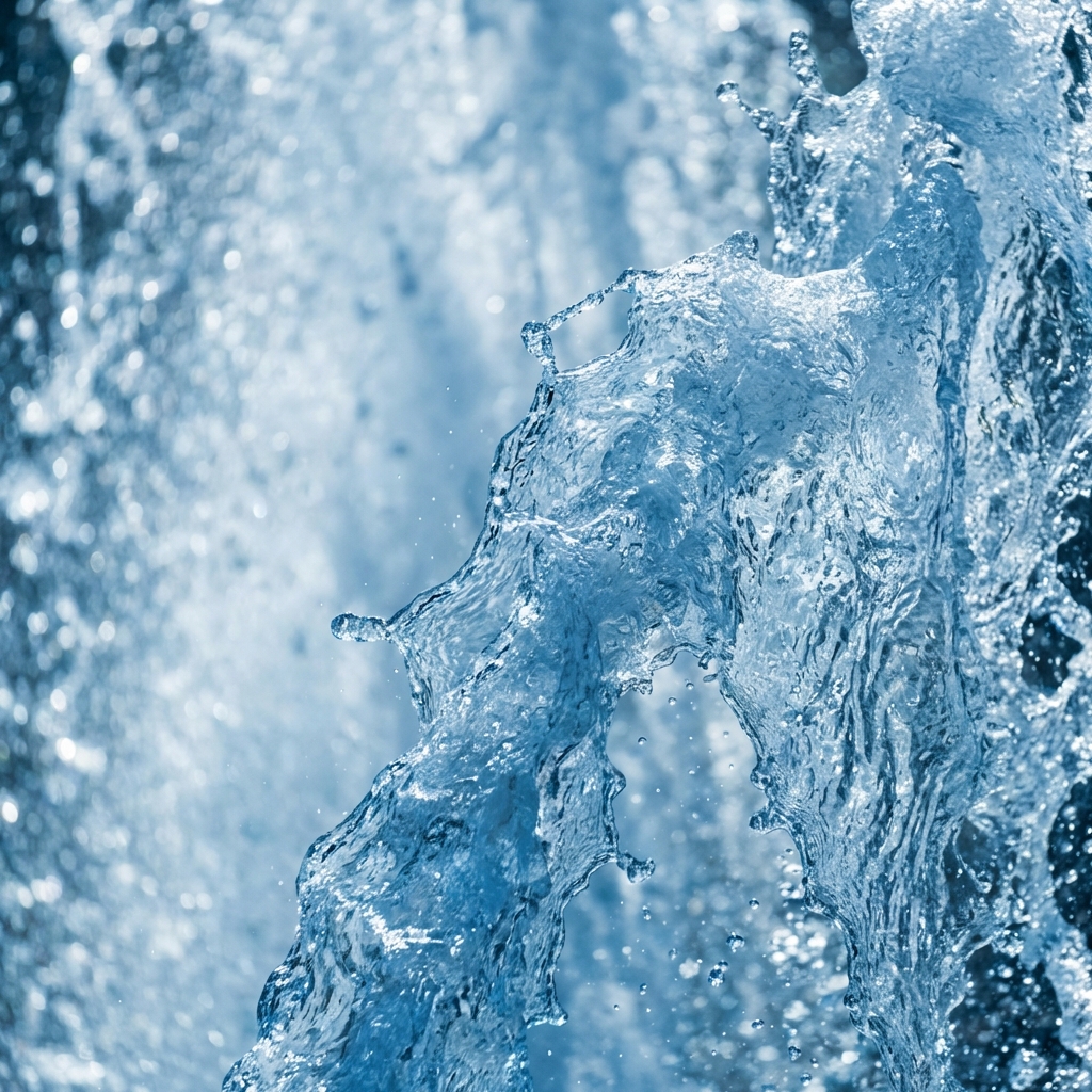 High-pressure water spray from a pressure washer nozzle